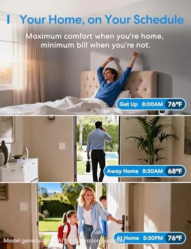 A cozy living room with the meross thermostat mounted on the wall