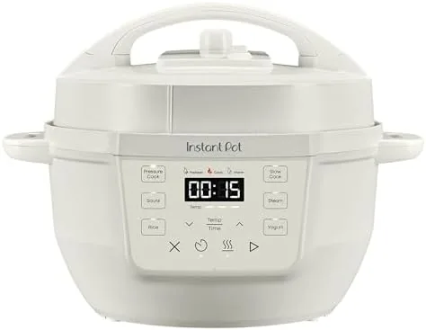 Front view of the Instant Pot RIO Mini multicooker in Sea Salt on a kitchen counter