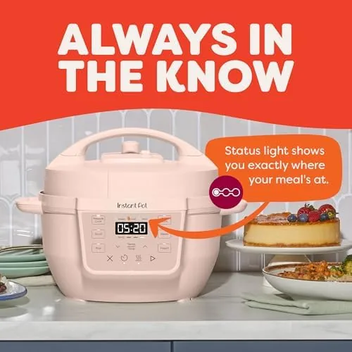 The RIO Mini in Rosewater beside a standard black multicooker showing the size difference