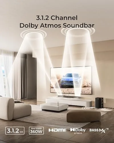 Close look at the ULTIMEA 3.1.2ch Sound Bar with 6.5 inch Subwoofer, Dolby Atmos build quality