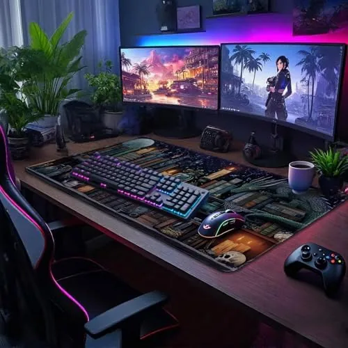 Close look at the Mystical Gothic Library Large Gaming Mouse Pad Desk Mat 31.5x15.7 build quality