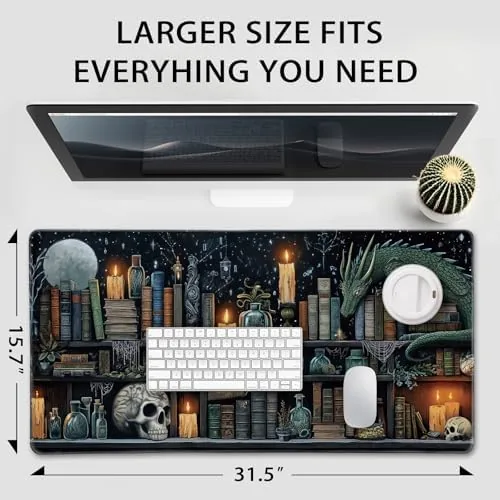 The Mystical Gothic Library Large Gaming Mouse Pad Desk Mat 31.5x15.7 in real use