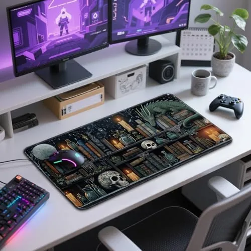 Testing the Mystical Gothic Library Large Gaming Mouse Pad Desk Mat 31.5x15.7 over two weeks