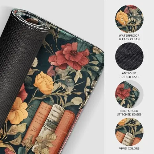 The Vintage Library Floral Gaming Mouse Pad Desk Mat 31.5"x15.7" | compared in context