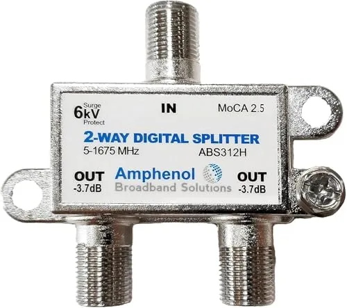 Amphenol Digital Coaxial Splitter MoCA 2.5 (2 Way) ABS312H Review: Tested and Rated