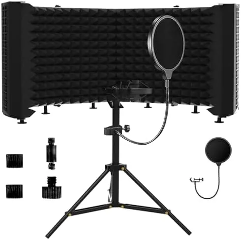 Microphone Isolation Shield - Foldable & Adjustable Soundproof Panel for Recording, Podcasting, Vocal Booth Review: Tested and Rated