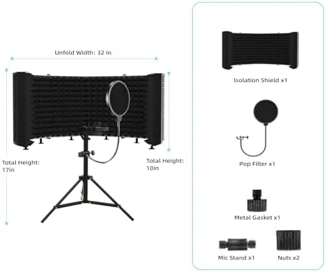 Another view of the Microphone Isolation Shield ,  Foldable & Adjustable Soundproof Panel for