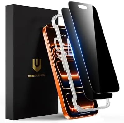 The UNBREAKcable privacy screen protector 2-pack box with the glass sheets visible