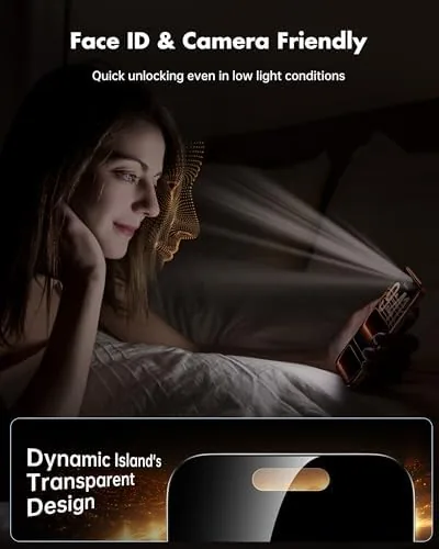The privacy protector installed on an iPhone 17 Pro Max viewed straight on