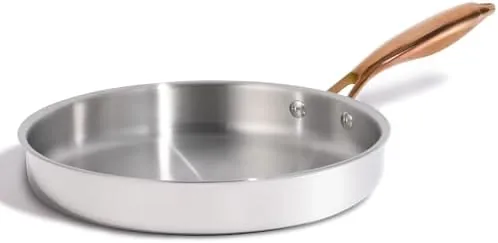 The CAROTE tri-ply stainless steel frying pan on a kitchen counter