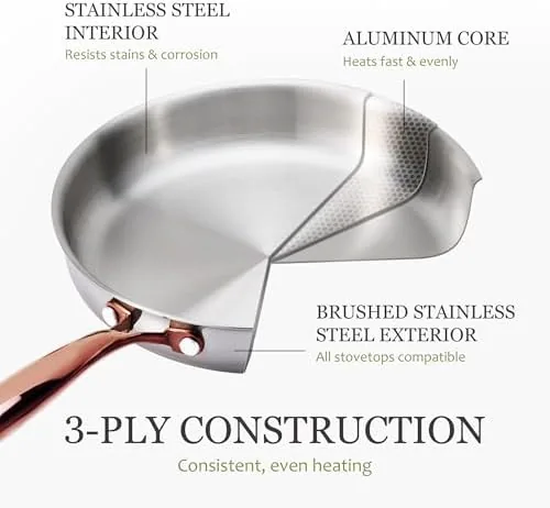 An omelet being folded in the tri-ply frying pan