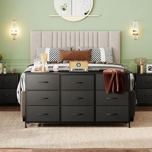 Close look at the WLIVE Dresser TV Stand for 65 Inch TV, 9 Drawer build quality
