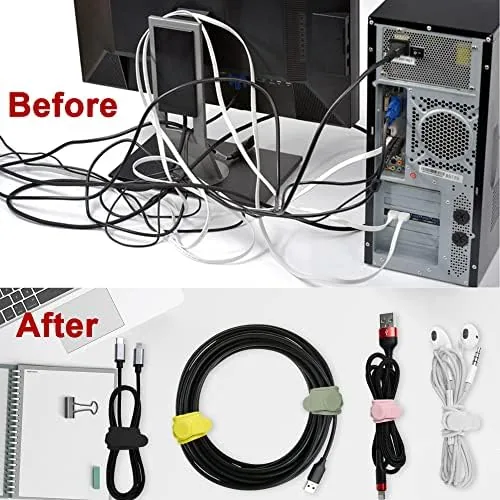 Another view of the 50Pcs Silicone Cable Ties, Cord Organizer Cable Management-Multi | Reusable
