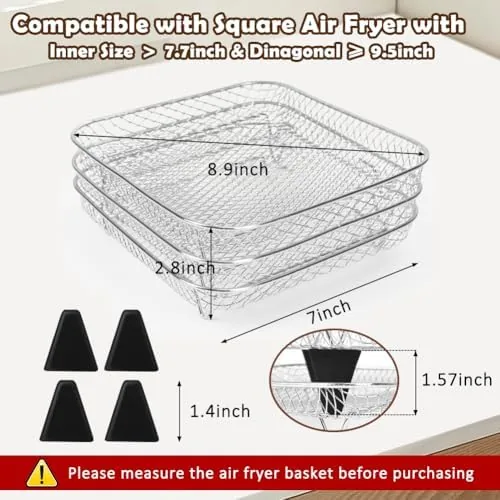 Close look at the BYKITCHEN 7 inch Square Air Fryer Rack for Ninja Crispi build quality