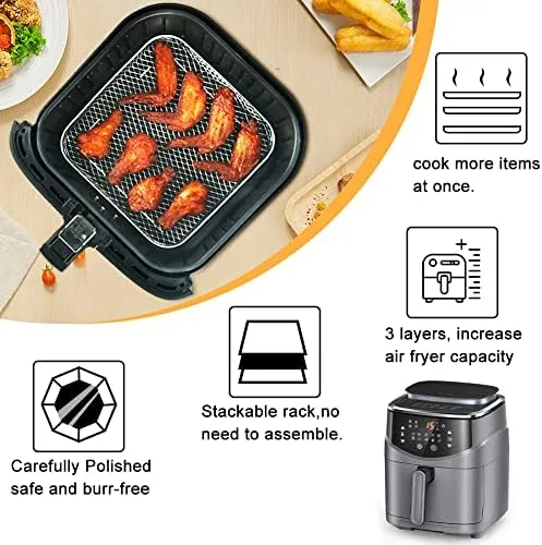The BYKITCHEN 7 inch Square Air Fryer Rack for Ninja Crispi in real use