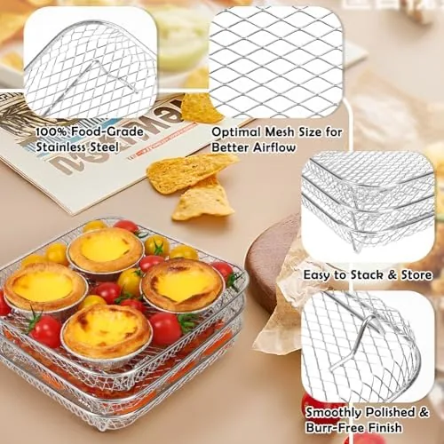 The BYKITCHEN 7 inch Square Air Fryer Rack for Ninja Crispi compared in context