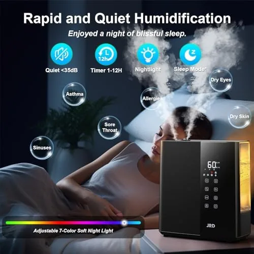 The JRD Warm & Cool Mist Humidifiers for Bedroom 5L, Quiet in real use