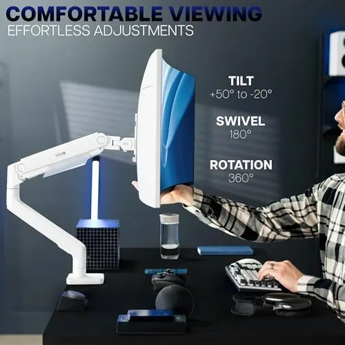 Another view of the VIVO Heavy Duty Aluminum Ultrawide Monitor Tension Arm for up