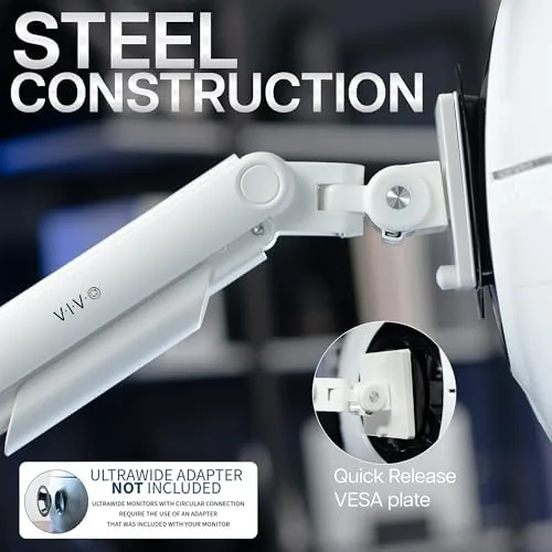 The VIVO Heavy Duty Aluminum Ultrawide Monitor Tension Arm for up compared in context