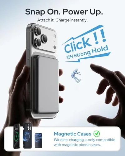 Close up of the power bank showing the USB C port and indicator light