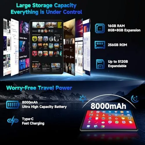 Close look at the Upgraded Tablet 12 inch Android 15 Tablet with 256GB ROM build quality