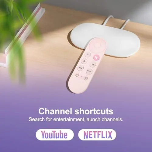 The pink remote placed visibly on a coffee table