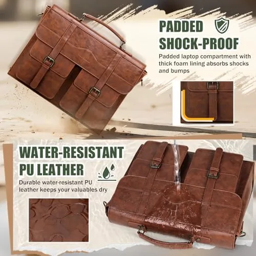 The RAINSMORE Mens Messenger Bag 17/18 Inch Vintage Leather Laptop Briefcase compared in context