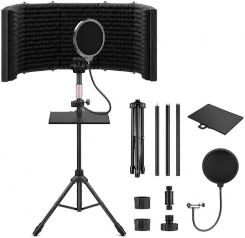 6-Panel Wraparound Microphone Isolation Shield with Adjustable Stand, Foldable Reflection Filter for Recording, Podcasting Review: Tested and Rated