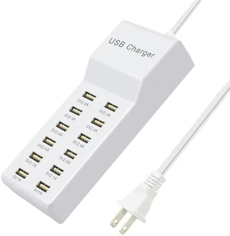 Overview of the USB Charging Station Wall Charger, Multi-Port Fast Charging Block, Compatible