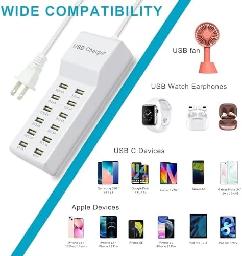 Close look at the USB Charging Station Wall Charger, Multi-Port Fast Charging Block, Compatible build quality