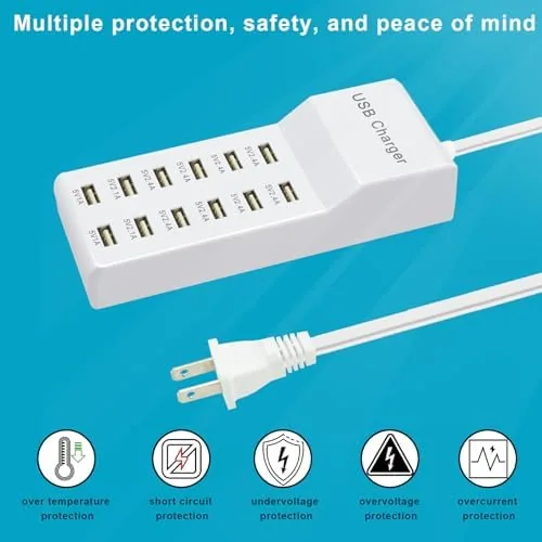 The USB Charging Station Wall Charger, Multi-Port Fast Charging Block, Compatible compared in context