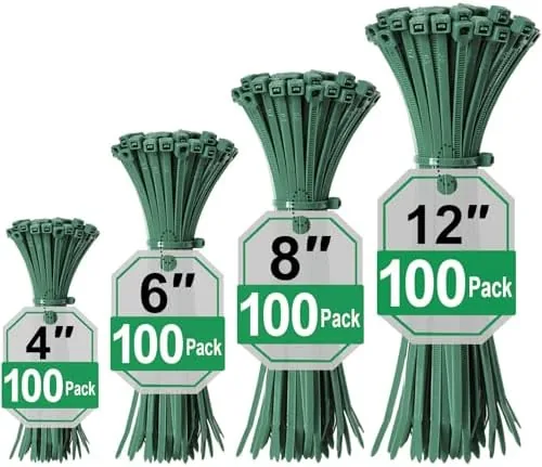 Green Zip Ties Assorted Sizes (4"+6"+8"+12"), 400 Pack, Cable Ties UV Resistant for Garden Review: Tested and Rated
