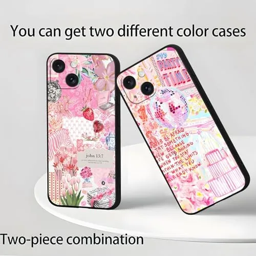 Another view of the 2 Pack Preppy Collage Phone Case for iPhone 15 6.1",Cute