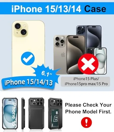 Close look at the BXYJY for iPhone 15 Wallet Case with 2 Tempered Screen build quality