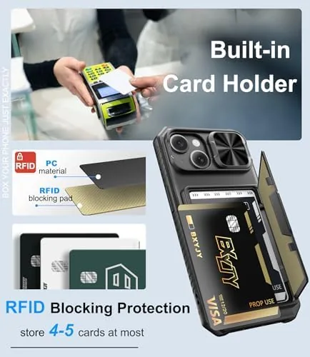 Another view of the BXYJY for iPhone 15 Wallet Case with 2 Tempered Screen