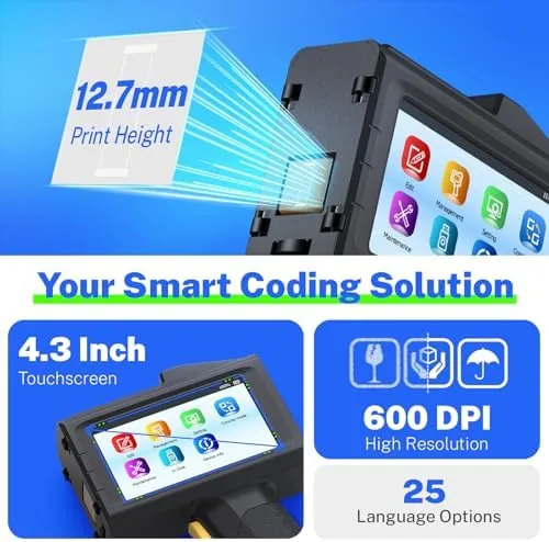 Another view of the 0.5 Inch Print Height Intelligent JC01 Handheld Inkjet Printer (Black)