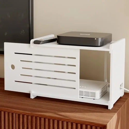 Wooden WiFi Router Storage Box Hider Shelf, Decorative Projector Box Hider Rack Countertop, for Review: Tested and Rated