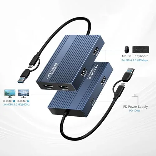 Close look at the ACASIS USB C to Dual HDMI DisplayLink Adapter for Mac build quality