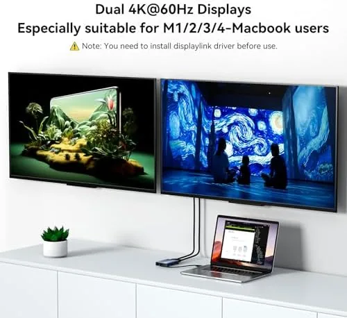 Detail shot of the ACASIS USB C to Dual HDMI DisplayLink Adapter for Mac features