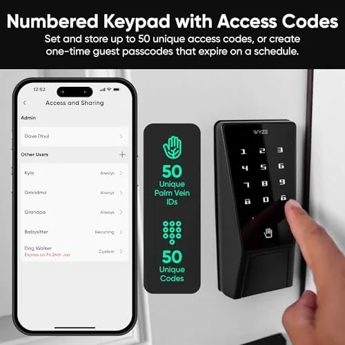 Wyze app on a phone showing the lock status and activity log