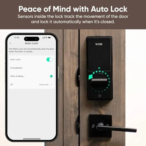 Homeowner using the Wyze Palm Lock with a bag in hand