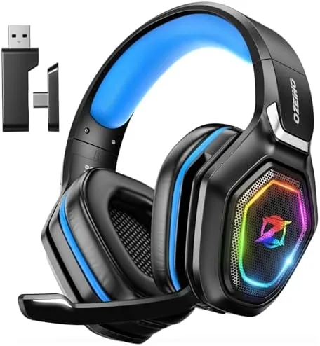 The headset on a charging cable showing the battery indicator after a full week