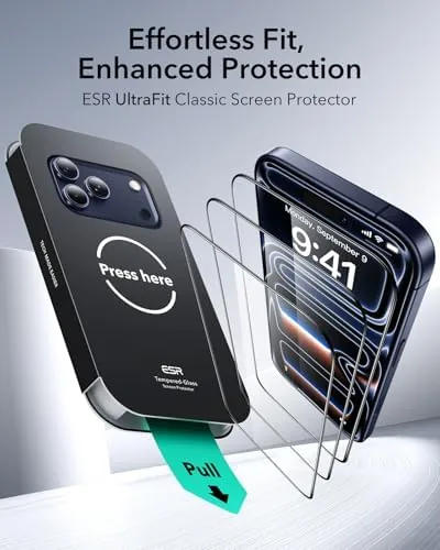 Close look at the ESR 3 Pack for iPhone 17 Pro Max Screen Protector build quality