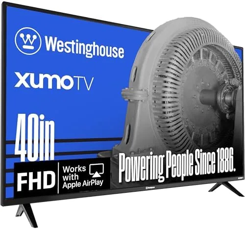 The Westinghouse 40 inch smart TV on a dresser in a bedroom