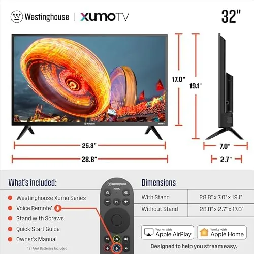 The 32 inch Westinghouse next to a non smart 32 inch and a 40 inch TV
