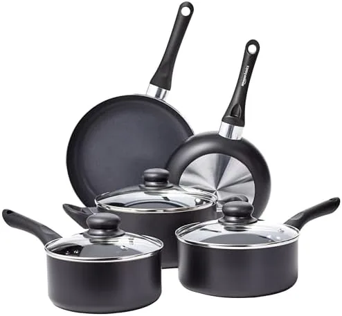 The Amazon Basics 8 piece ceramic non-stick <a href=