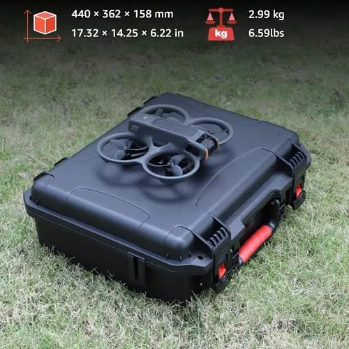The waterproof hard case side by side with a soft padded drone backpack