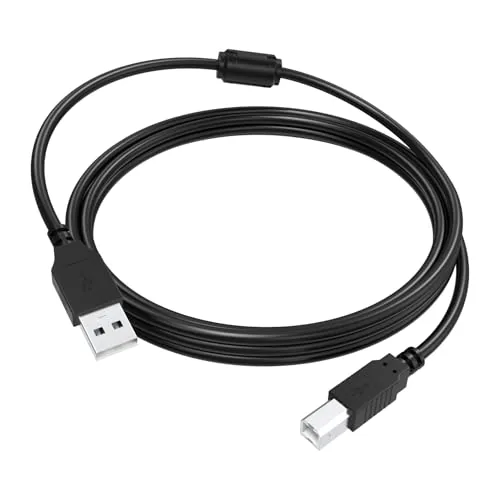 The 5 foot USB printer cable laid out on a desk