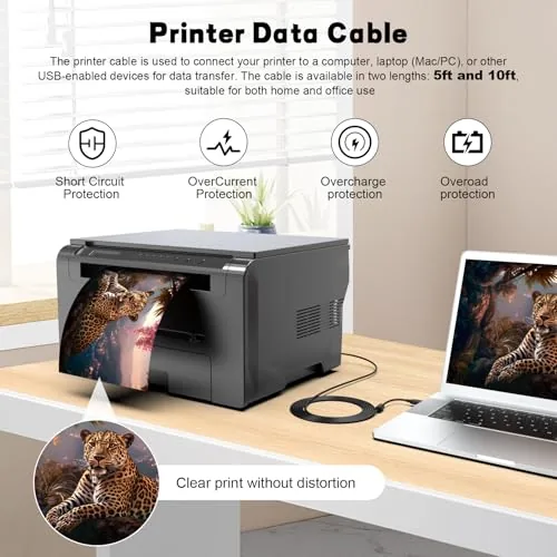 A DeskJet 2855e printer connected to a laptop with the USB cable