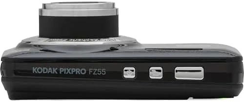 The Kodak PIXPRO FZ55 next to a smartphone for a size comparison